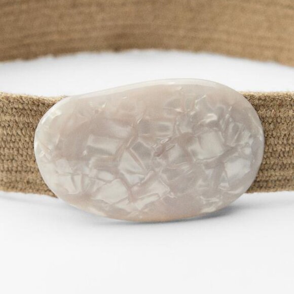 NWT BEIGE ACETATE BUCKLE BELT main image 6